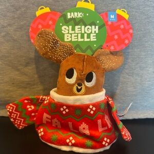 Bark Box Sleigh Belle Hide a Treat Crinkle Squeaker Dog Toy Size M Medium NWT